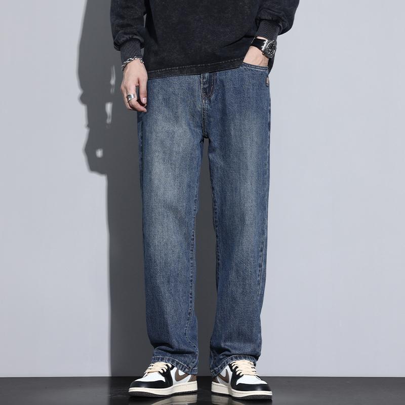 Pantalones denim simples, nuevo temperamento perezoso, estilo recto, moda de moda de Harajuku, literatura y arte. image 2
