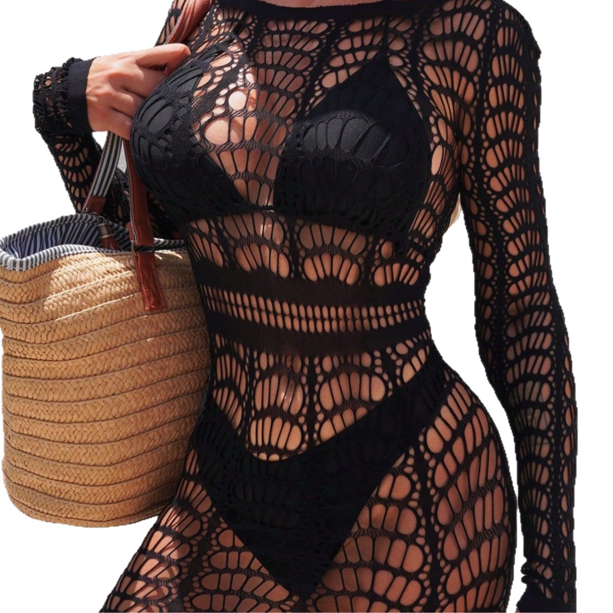 Body Sexy de Malla Manga Larga YD2564 de Nylon Calado para Fiestas image 6