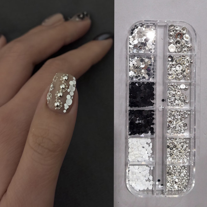 Wave-Patterned Glitter Nail Art Accessories, Vintage Floral Patchwork Glitter, Silver Half-Round Beads, Versatile Polka Dot Glitter Wave-Patterned Glitter Nail Art Accessories, Vintage Floral Patchwork Glitter, Silver Half-Round Beads, Versatile Polka Dot Glitter