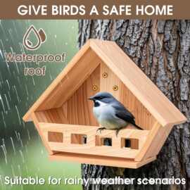 木质户外悬挂式鸟窝喂食器鸽子鹦鹉鸟栖息地繁衍箱园林墙上鸟窝