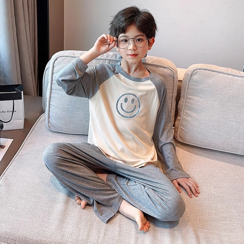 어린이 잠옷 소년 봄과 가을 새 소년의 큰 어린이 가정 옷 세트 HUZHOU ZHILI