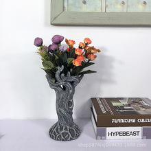 跨境热款创意枯树花瓶家居玄关客厅餐厅桌面插假花树脂装饰品摆件