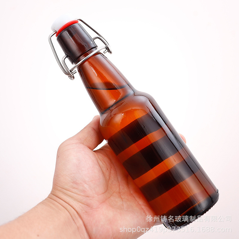 卸売家庭用スナップオイルボトル密封瓶茶色のガラス瓶ラウンド茶色の密封オイルボトルフルーツワインミルクティーボトル|undefined