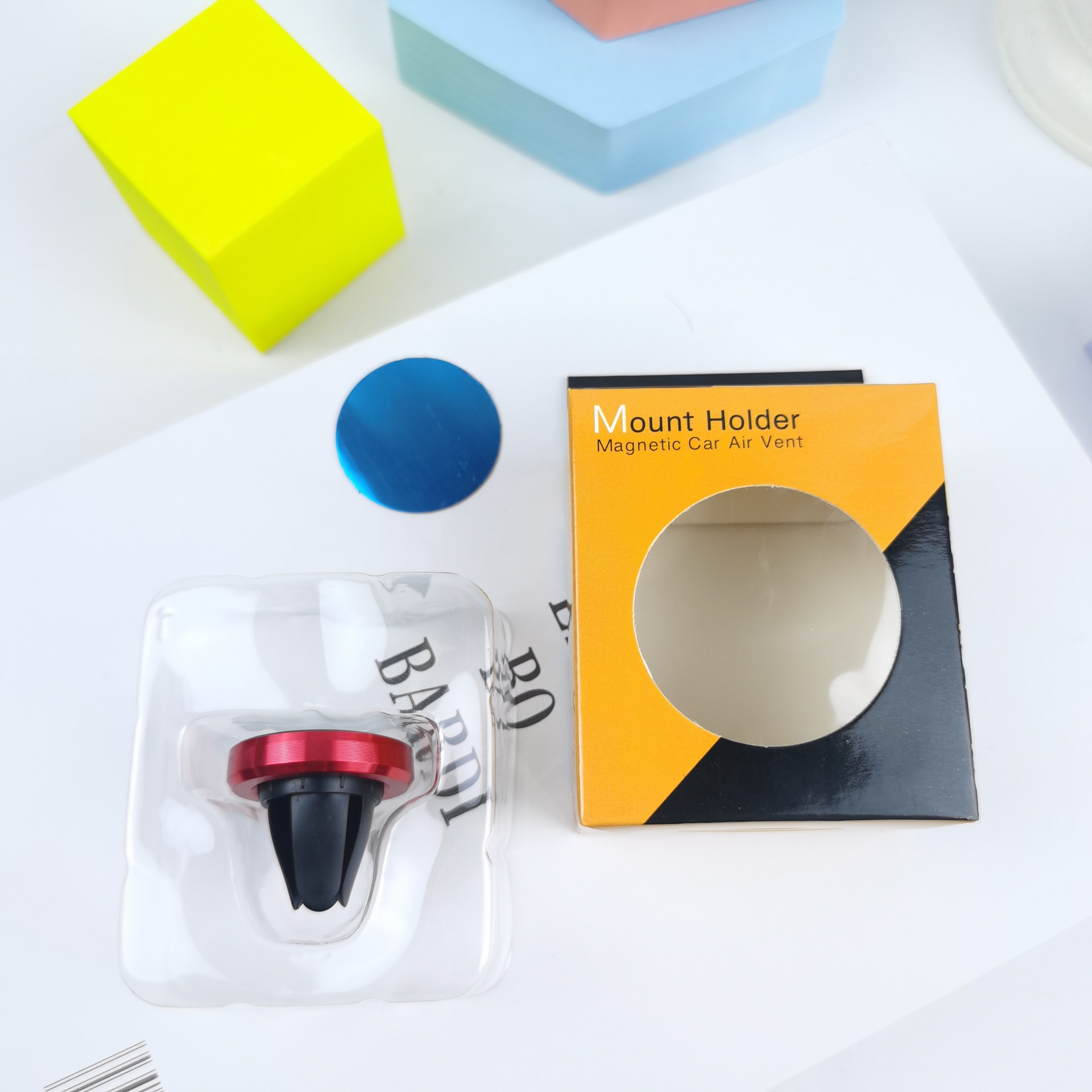 Soporte para teléfono móvil redondo coche aire acondicionado salida de aire imán magnético coche perezoso titular para teléfono móvil registro imprimible