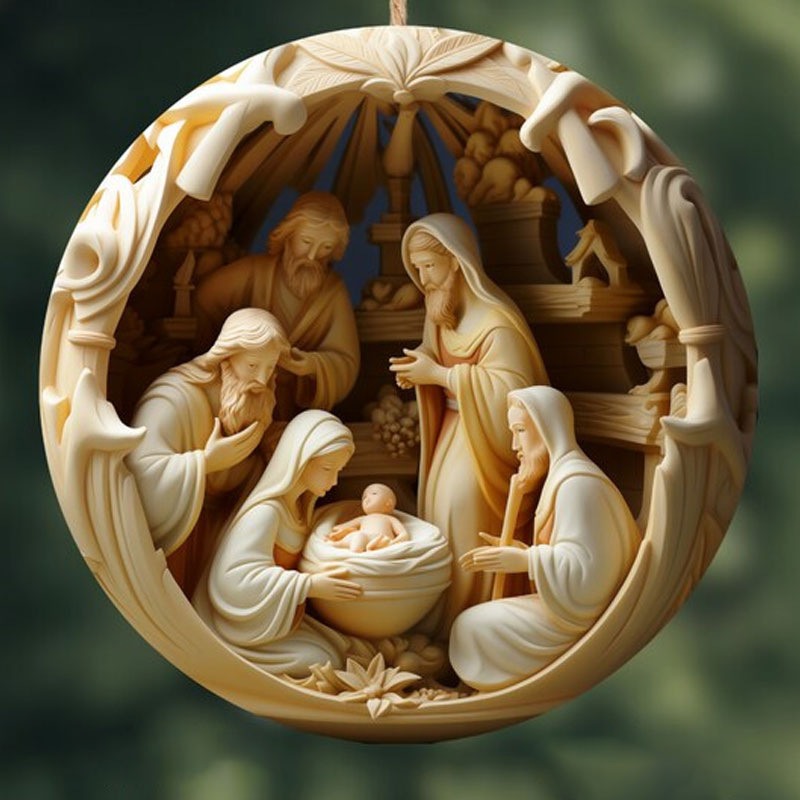跨境独立站Nativity Christmas Ornament 亚克力3D效果圣诞节挂饰