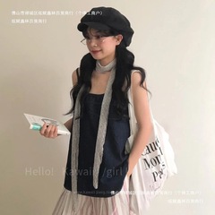 多用途のレトロな文学的で芸術的なスタイルのクールなスカーフニッチスカーフロングリネンシルクスカーフストライプ韓国スタイル
