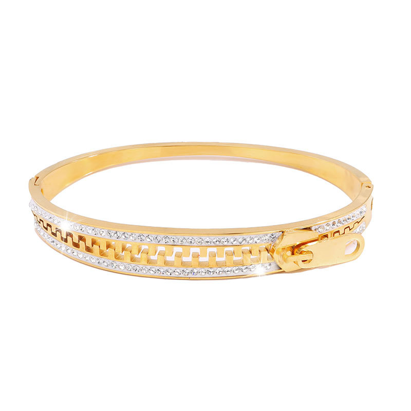 Unisex Gender PVD Coated Real Gold Plated Geometric Stainless Steel Simple Style Waterproof Non Tarnish Titanium Steel Bangle