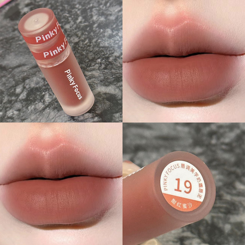 PinkyFocus粉雾哑光奶霜唇泥26色唇釉丝绒显色持久口红跨境唇彩女|undefined