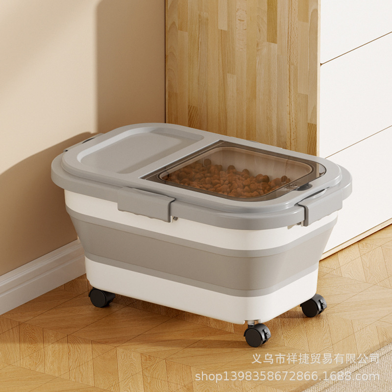 メーカー直送 Amazon 折りたたみ式ドッグフードバケツ キッチン防カビ防湿穀物保存バケツ 米保存バケツ 小麦粉バケツ 米箱|undefined