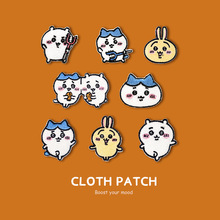 厂家直销新款绣花标可爱卡通乌萨奇服装辅料DIY热熔刺绣贴自粘贴