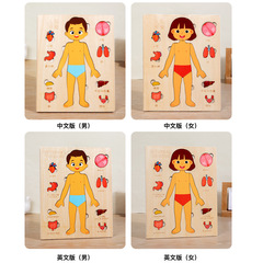 人體結構拼圖兒童認知身體器官科教玩具幼兒園寶寶早教益智力拼板