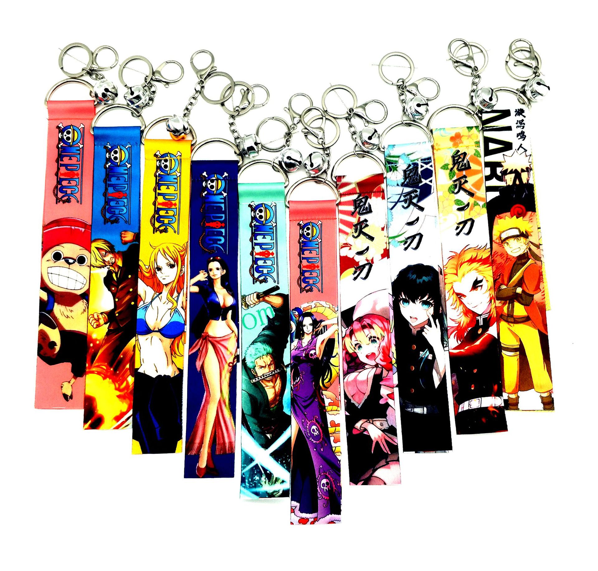 Cartoon Long and Short Backpack Naruto Ghost Destroy One Piece Bag Ribbon Lanyard Chest Card Key Card Holder Certificate Hanging Rope