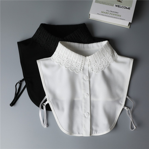 Autumn and winter new style Korean style lapel hook pattern solid color fake collar chiffon half shirt collar lace collar