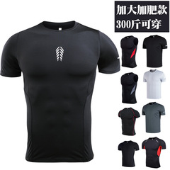 Loose and Comfortable Plus Size Fitness Shirts for Men, Quick-Drying Short-Sleeve Athletic Clothing, Large and Fat-Sized Summer T-Shirts
