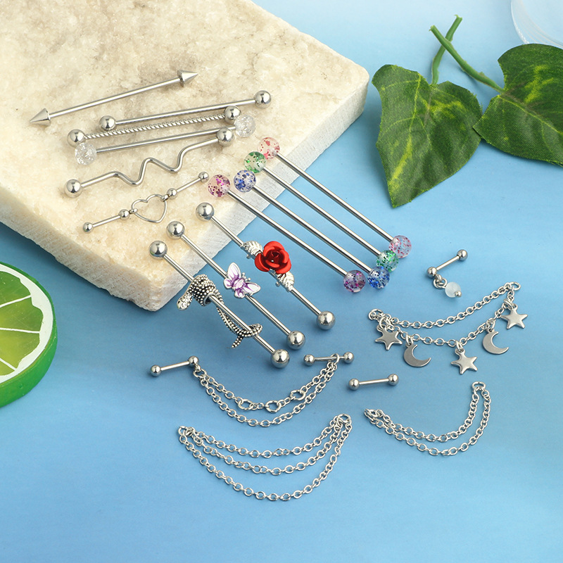 Holiday, Daily Occasion 304 Stainless Steel Material 1 Set Ear Cartilage Rings & Studs Simple Style Solid Color 304 Stainless Steel Inlay Zircon Ear Cartilage Rings & Studs