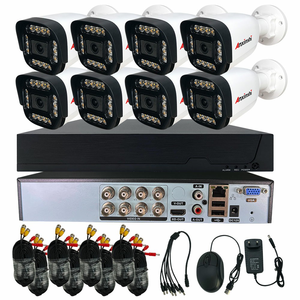 8-Kanal-AHD-Analogsystem für Außenbereiche, Farbige Nachtsicht