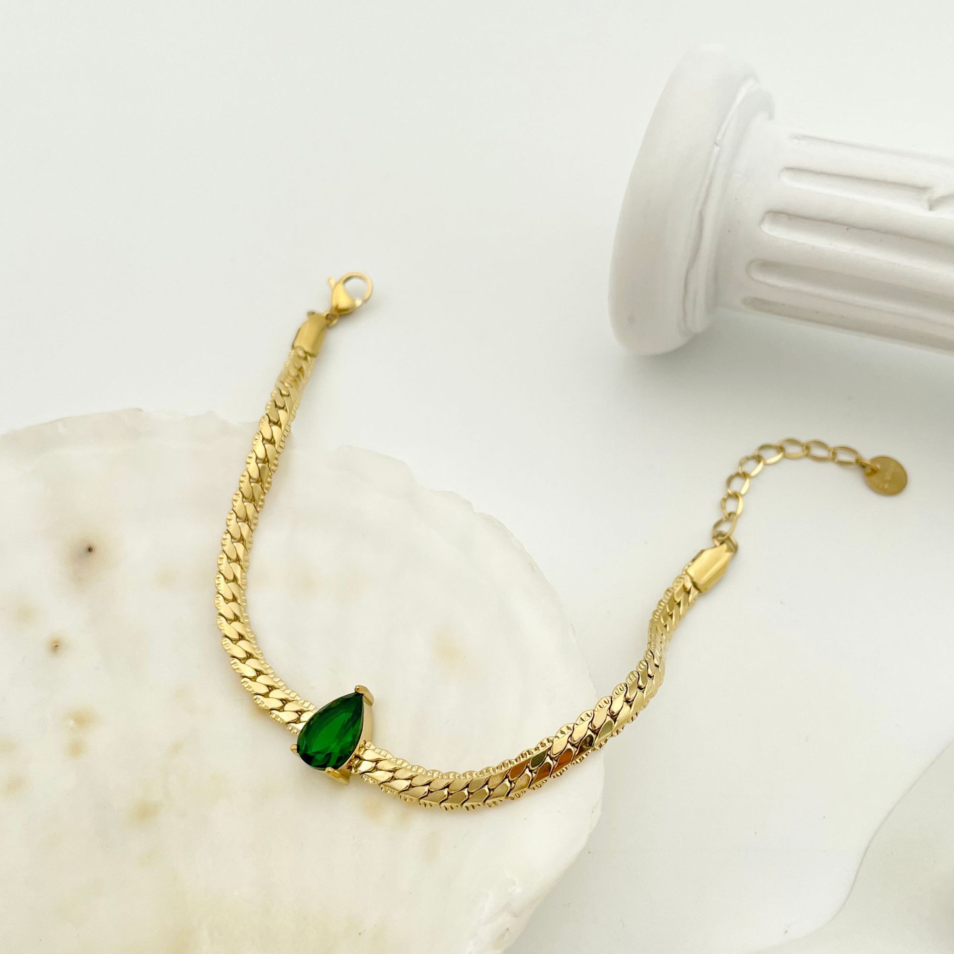 Fashion Water Droplets Stainless Steel Plating Inlay Zircon Bracelets 1 Piece