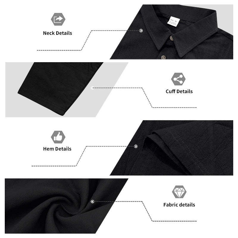 Linen Men's Long Sleeve American Style Loose Fit Autumn New Arrival Heavyweight T-Shirt Light Mature_viptrois.com