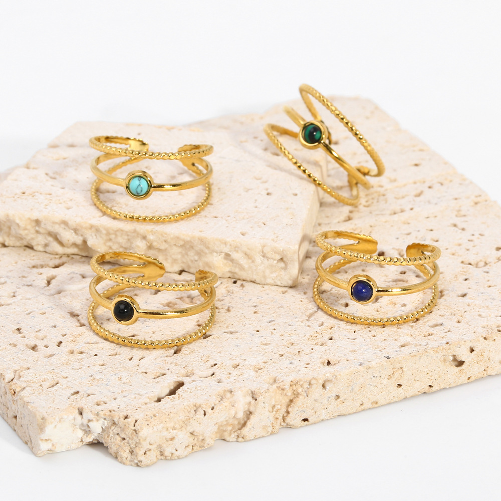5g Weight 0.03µm-0.05µm Gold Plating Thickness PVD Coated Gold Plating Process Real Gold Plated Plating Material PVD Coated Real Gold Plated 18K Gold Solid Color 304 Stainless Steel Simple Style Commute Waterproof Non Tarnish Open Ring