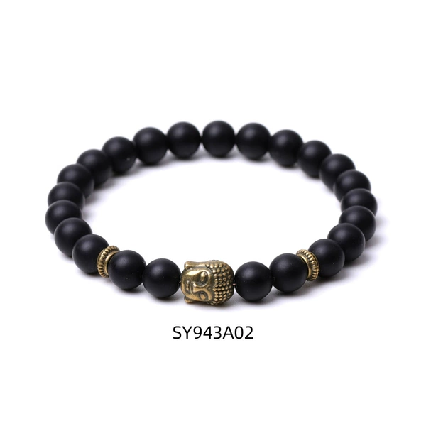 SY943A02 Fruits Blackstone+Bronze Buddha Top 8mm Bracelet