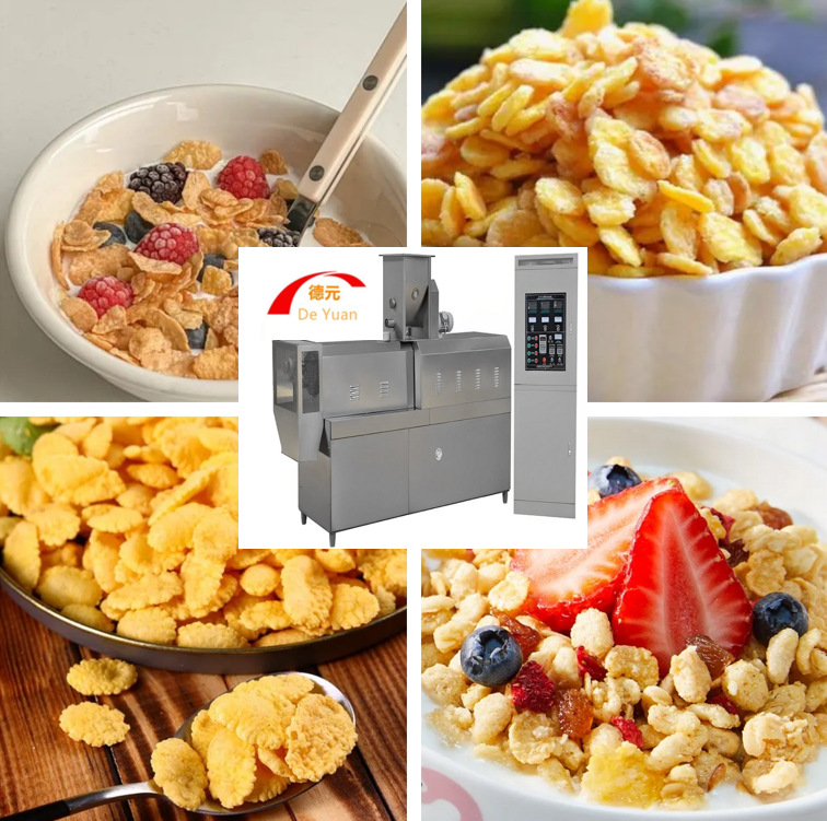 饱腹燕麦片膨化机 早餐玉米片生产线 谷物圈生产线 谷物片膨化机