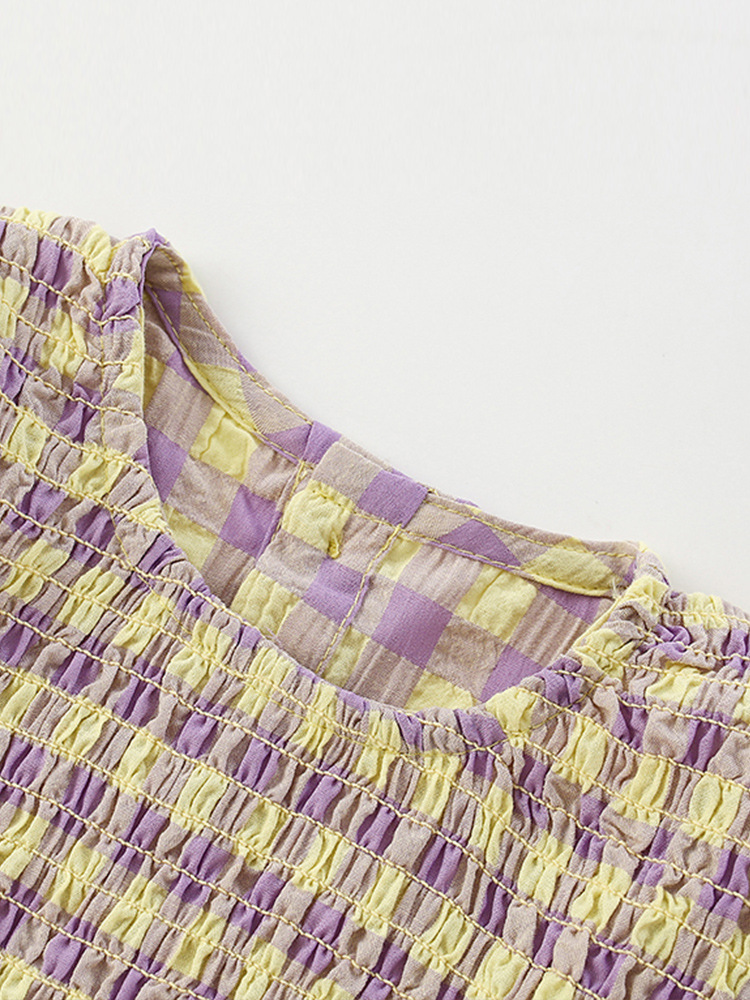 En stock malwee falda de los niños del otoño nuevos europeos y americanos casual Plaid cuello redondo vestido la muchacha