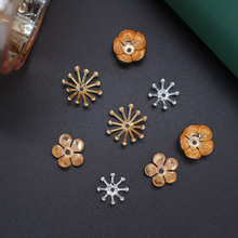 新款电镀diy镂空花托花帽发簪配件古风小花心发簪材料厂家批发