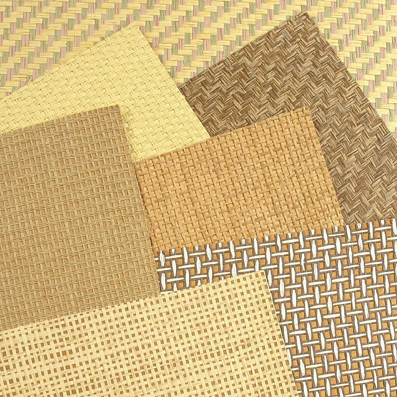 Бамбуковые декоративные настенные обеденные обои из соломы, тканые из бамбуковой бумаги, смешанные ретро обои, текстура мешковины, чайный домик, обои для чайного домика