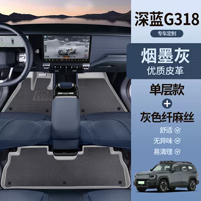 Universal Foot Pad – Car Floor Mats - smoke-gray-foot-pads-gray-linen-silk-dark-blue-g318-7d-waterproof