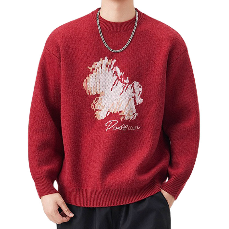 Explosiones transfronterizas de tamaño grande de dibujos animados pony jacquard jersey suéter hombre perecío otoño invierno fábrica al por mayor