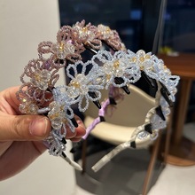 韩版精致轻奢水晶花朵发箍小众设计百搭碎发发齿头箍高级感发饰女