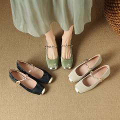 新中式系列！輕奢國風緞面2024新款淺口軟底舒適單鞋女大碼代發潮