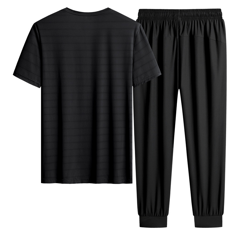 M - 8X set de hielo de verano camiseta hombre papá manga corta juego deportivo de mediana edad secado rápido juego de dos piezas