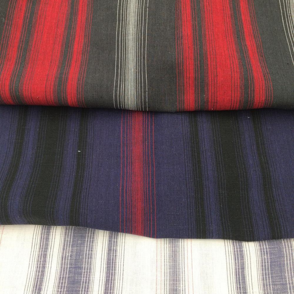 棉麻色织条纹布棉麻布料衬衫面料红白条纹布料淘现货面料梭织绍兴