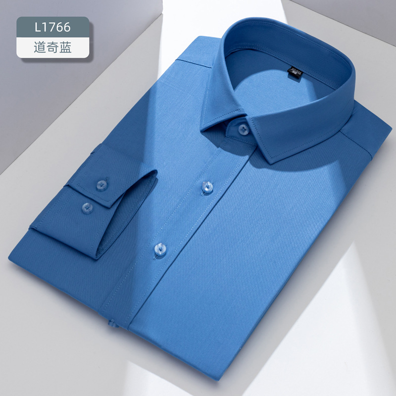 Camisas personalizadas de fibra de bambú para hombres, mangas largas anti-arrugas, herramientas profesionales, camisa blanca, logotipo bordado delgado, delgado