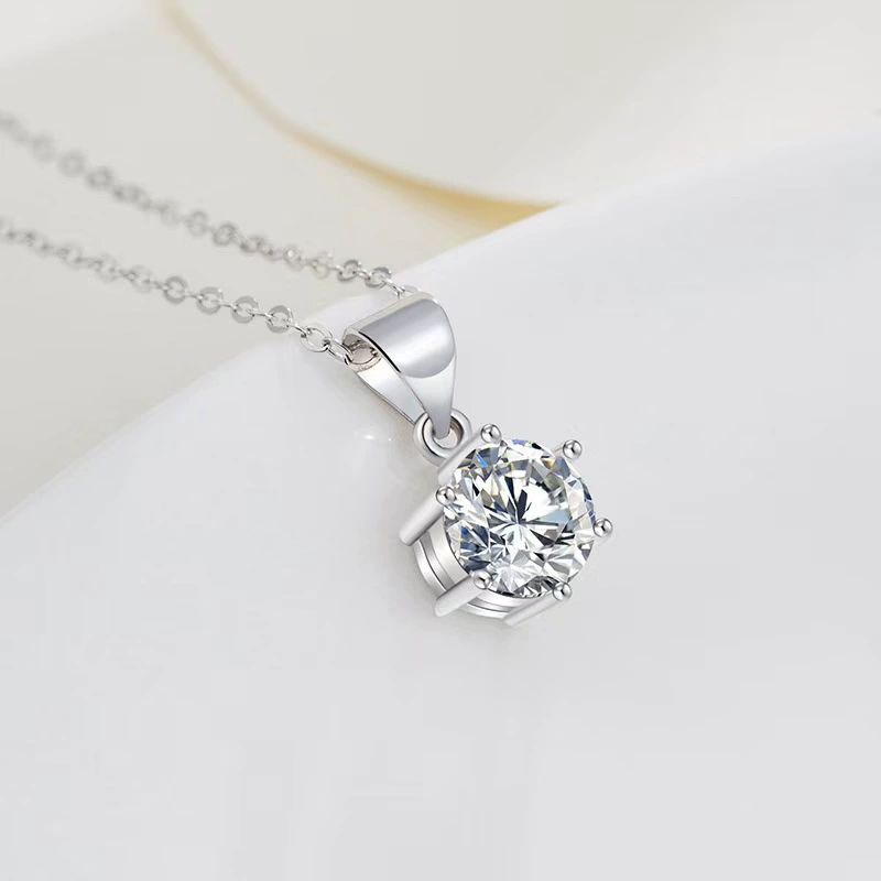 Платиновое классическое diamond ожерелье, свежий подвес, 18-каратное белое золото, бриллиант весом 1 карат
