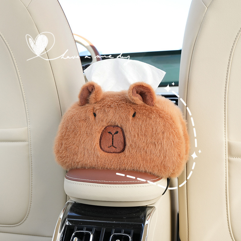 カピバラ 車載ティッシュボックス 吊り下げ式 かわいい 車用ティッシュボックス ティッシュバッグ 漫画風 車用ティッシュパック|undefined