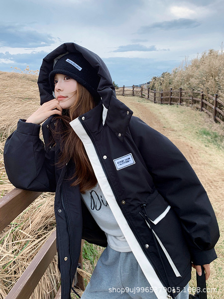 Winter small keep warm trench coat with down with hood