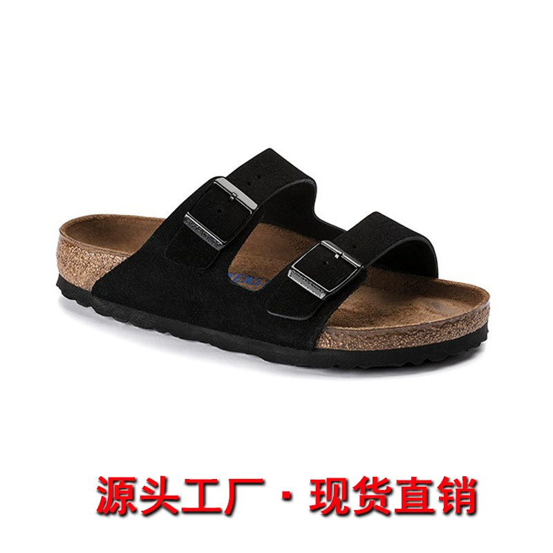 Двубортные сандалии Arizona Birkenstock, уличные двухсловные тапочки для мужчин и женщин, пробковая обувь Birkenstock из чистой натуральной кожи