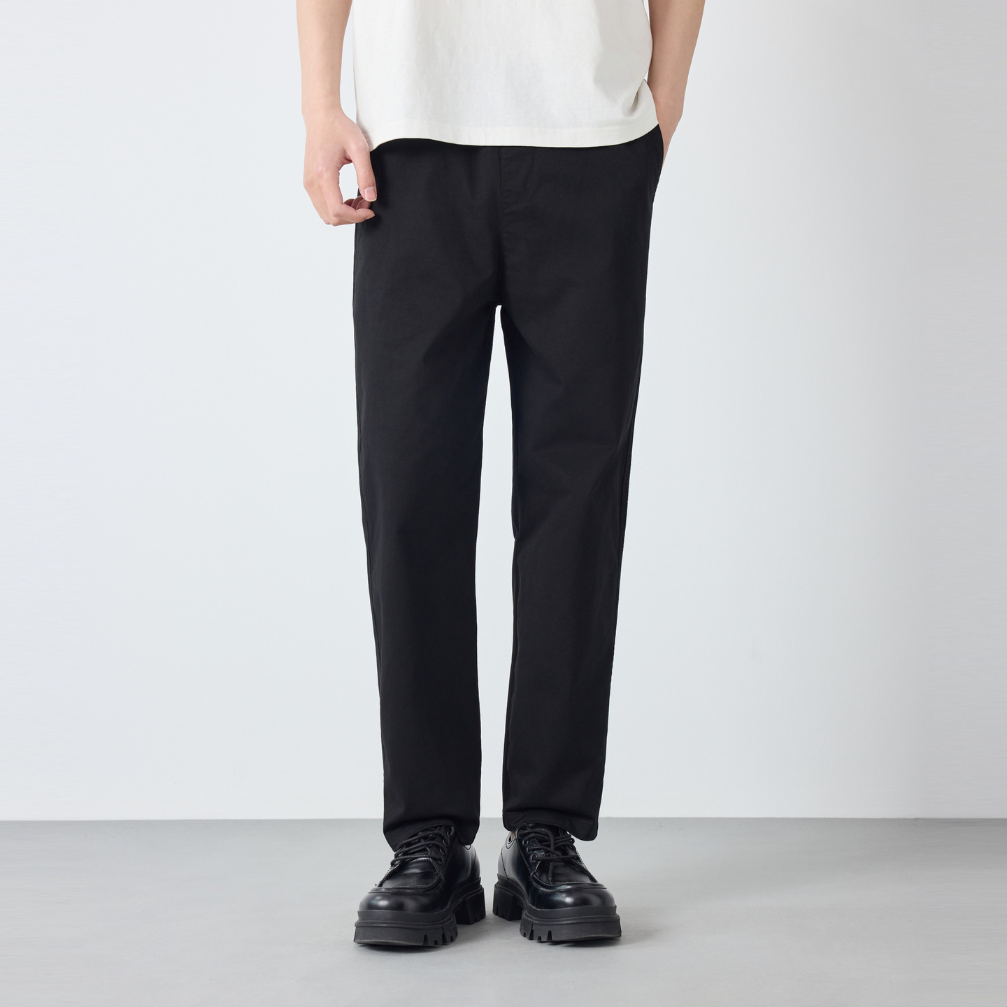 Quần kaki nam công sở ống đứng dáng thẳng vải cotton pha — đen