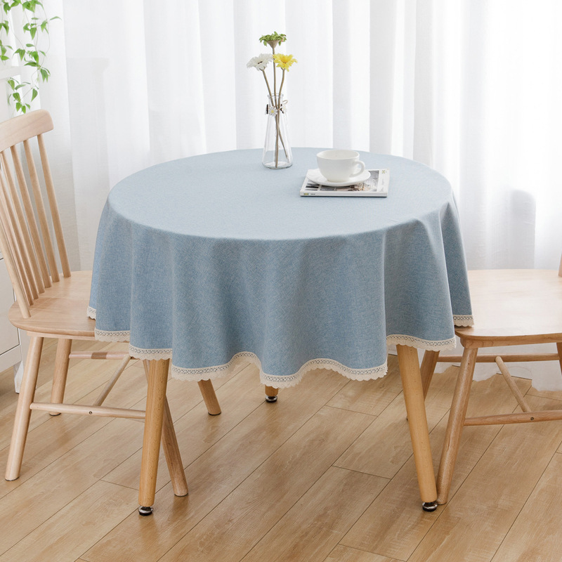 Round Tablecloth High-End Fabric Home Tablecloth Waterproof and Oil-Proof No-Wash Imitation Cotton and Linen Coffee Table Round Tablecloth Cross-Border