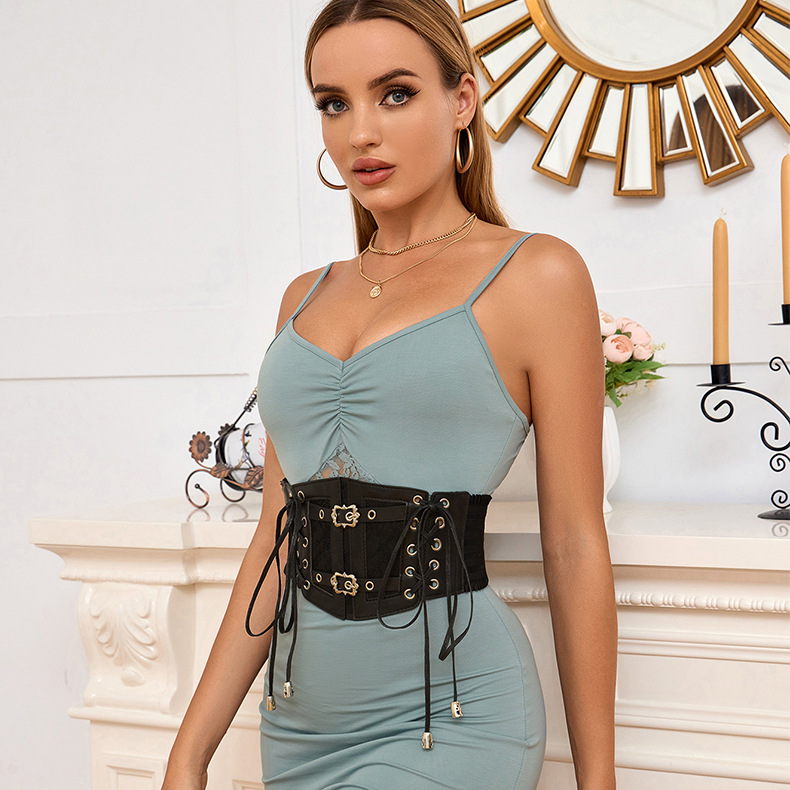 Fashion Solid Color Pu Leather Alloy Metal Button Women's Corset Belts 1 Piece display picture 3