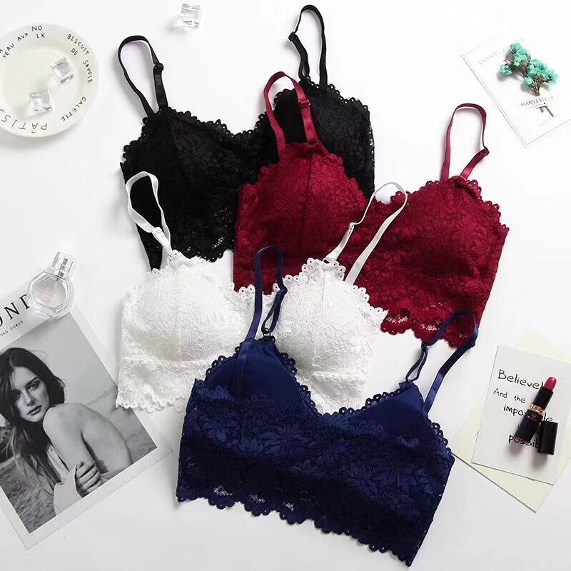 Korean version of lace beautiful back-wrapped breast underwear female student with chest pad suspender vest anti-exposure bra strapless bra strapless ring