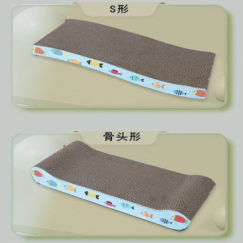 Factory direct supply of pet supplies, scratch-resistant claws, enlarged corrugated paper cat scratching board, cartoon non-shedding cat toys wholesale