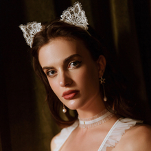 雅小姐性感白色蕾丝性感镂空发箍猫耳朵 头箍猫女郎头饰儿童