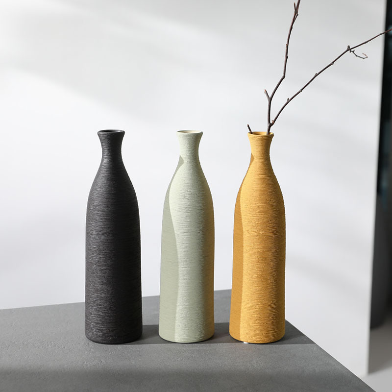 Vento tranquilo estilo japonés vasos de cerámica blancos dibujados modelo sala de estar decoración de la mesa decoración del hogar decoración floral