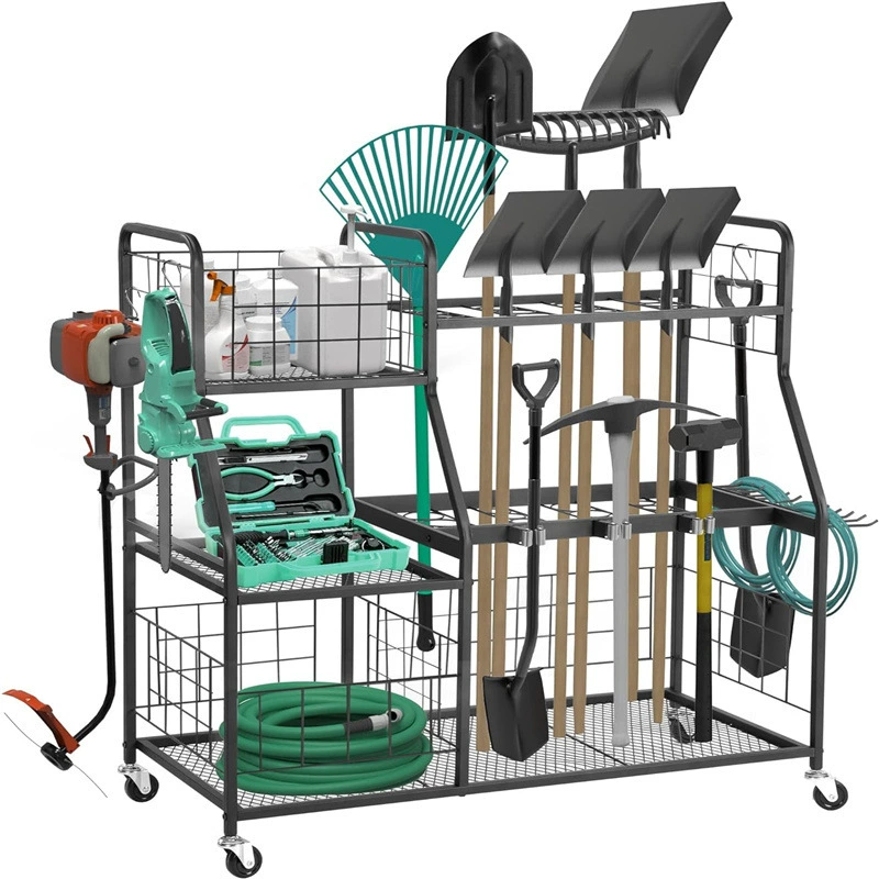 Garden tool storage rack with wheels Power tool storage box Tool bracket Organizing storage rack storage rack