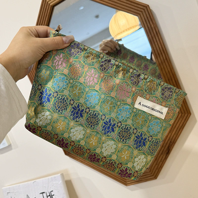 Handheld cosmetic bag, ethnic storage bag, small clutch bag, Chinese style, ethnic style, Birthday gift