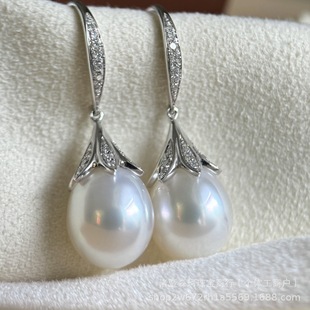 French Elegant Flower Natural Pearl Earrings Elegant 7-8mm Aurora Water Drop Ear Hook Earrings Women's Sterling Silver Korean Style
