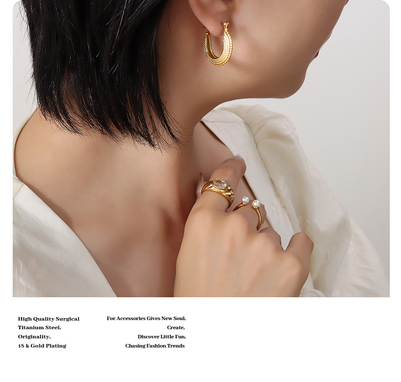 Retro U Shape Titanium Steel Earrings Metal Stainless Steel Earrings